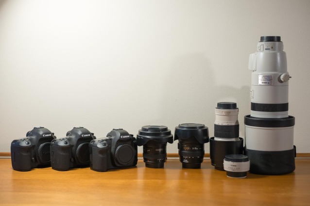 My kit from past safaris using only Canon DSLRs